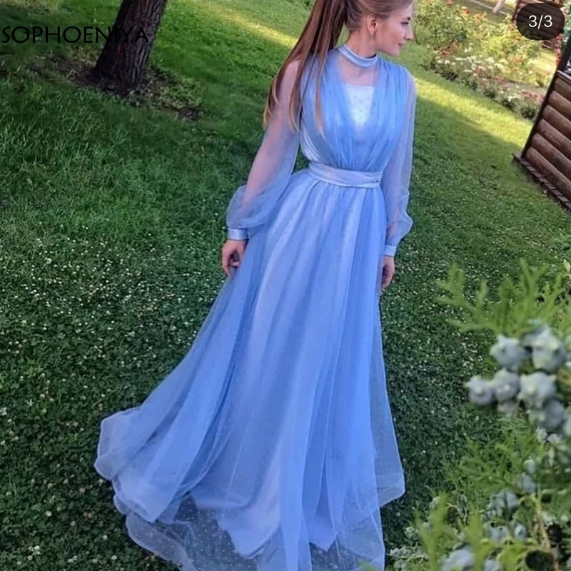 

New Arrival A-Line Formal dress evening Party gown Galajurk abendkleider 2021 Long sleeve evening dress vestidos largos