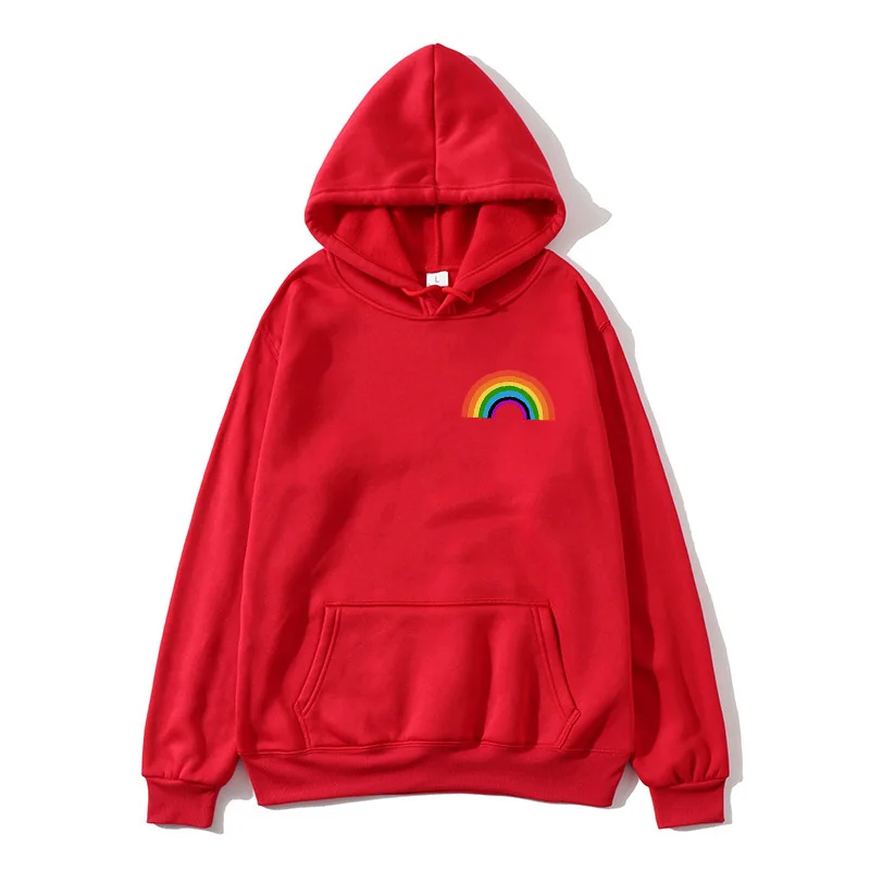 

Sports Hoodie Boutique Rainbow Street Style Hip Hop Hoodie Rapper Men Women Long Sleeve Velvet Winter Warm Soft Pullover Women