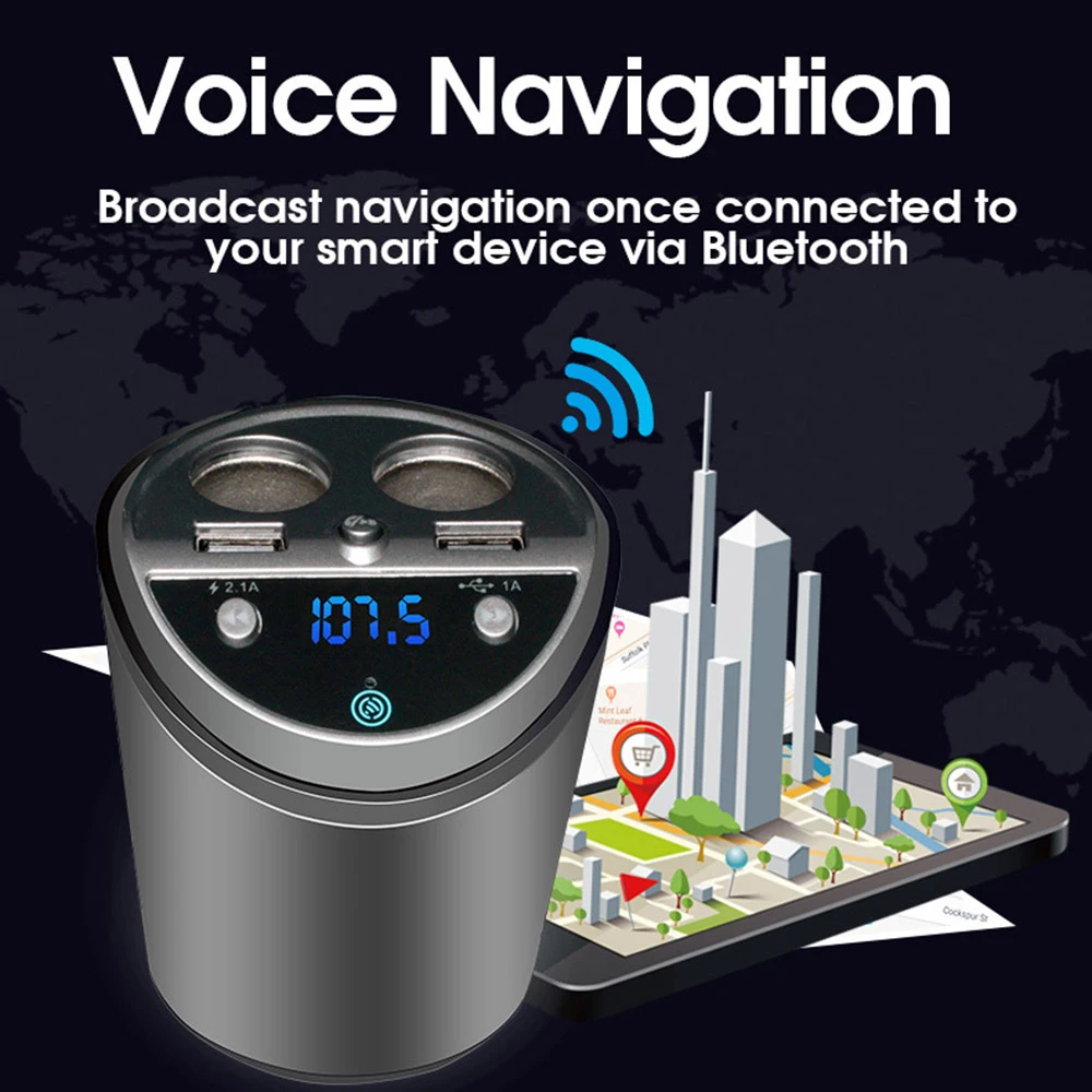 VR робот Bluetooth FM трансимтер модулятор Handsfree автомобильный комплект с подстаканником двойной прикуриватель Разветвитель USB зарядное устройство