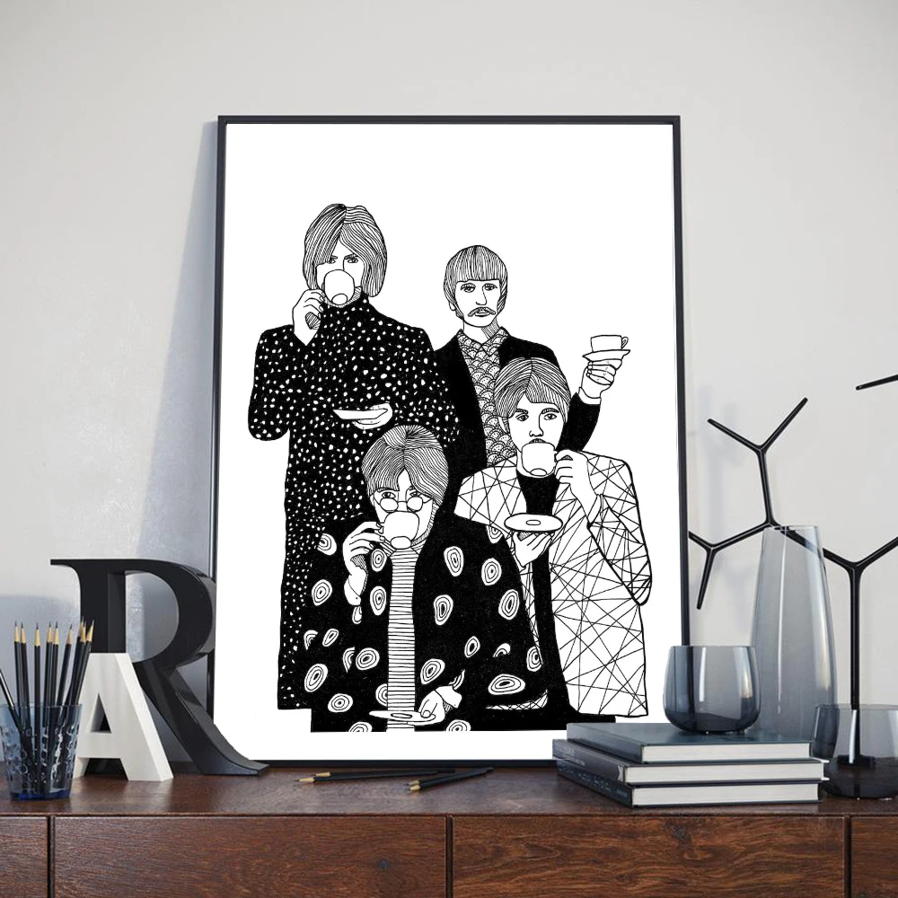 Скандинавский абстрактный питьевой чай искусство холст живопись плакаты и