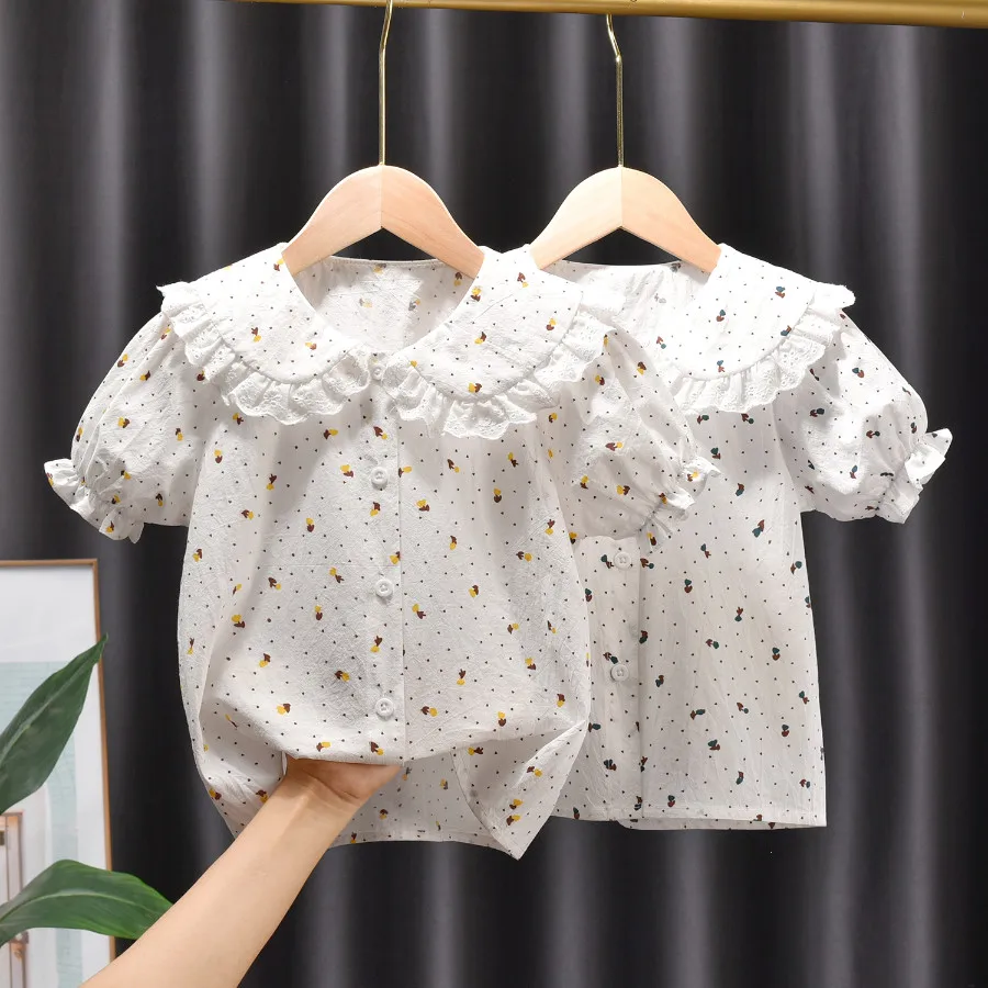 

Fashion Baby Girls Cotton Blouse Cute Dot Print Short Sleeve Kids Girl Shirts Children's Clothing Toddler Infant Blouses T-shirt