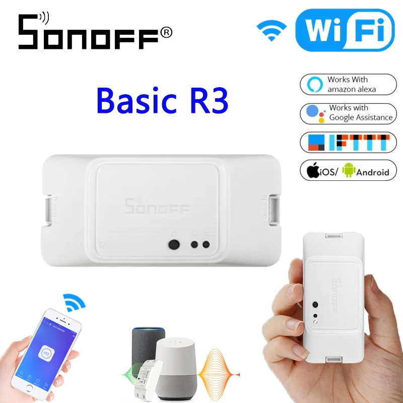 Интеллектуальный выключатель света Sonoff BASIC R3 умный переключатель Wifi светильник