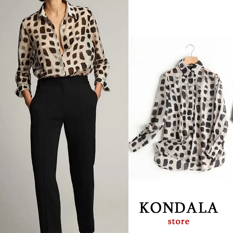 Женская свободная рубашка с коровьим принтом Офисная сексуальные женские Топы