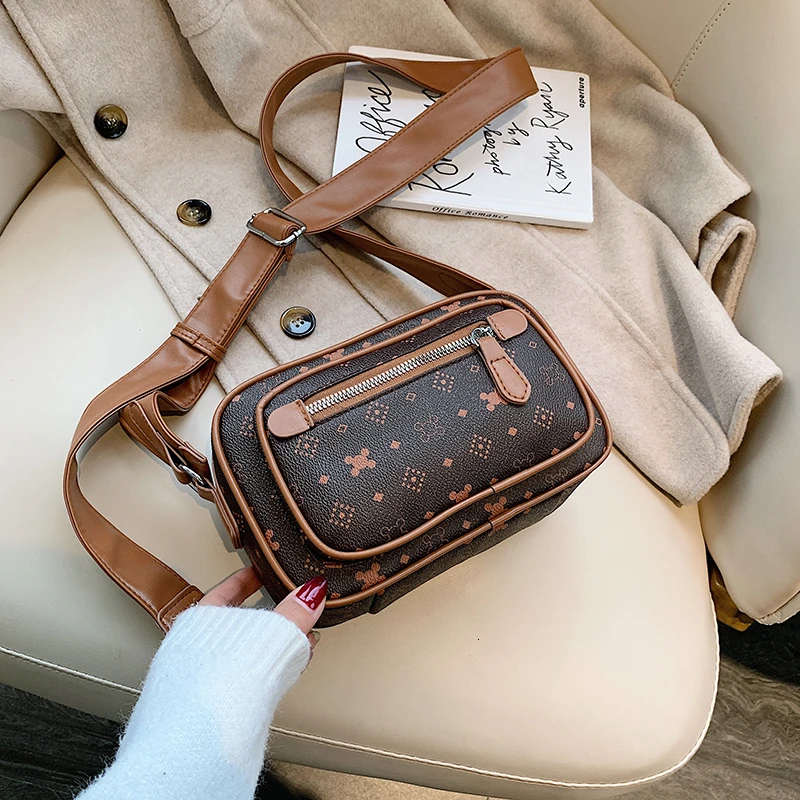 Модная женская сумка через плечо из искусственной кожи с принтом маленькая