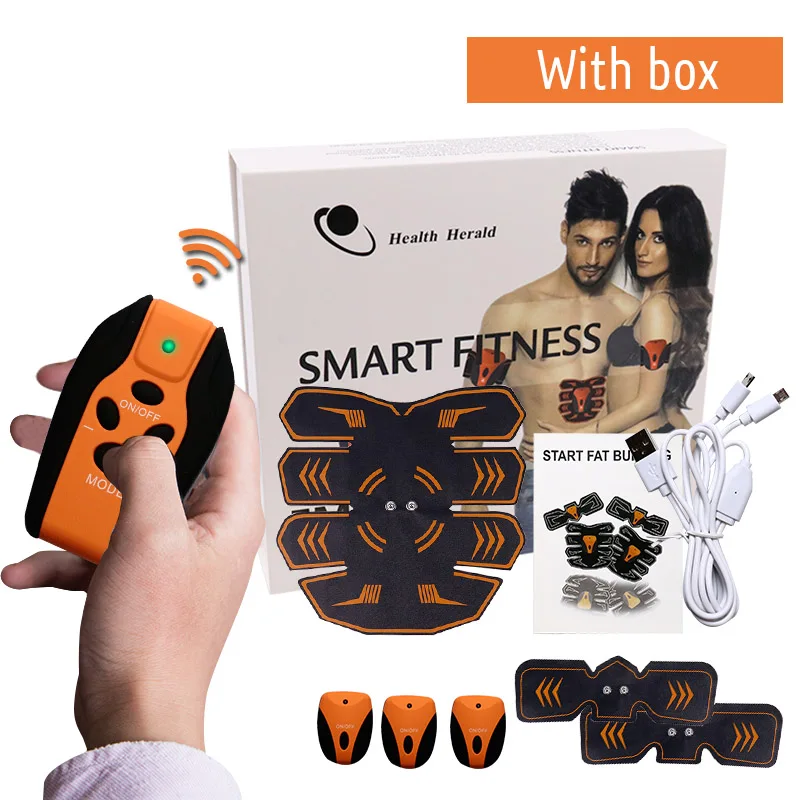 Item A with box EMS пульт дистанционного управления/зарядка стимулятор мышц Тренажер умный фитнес-Тренировка брюшной полости электрическая Потеря веса для похудения тела унисекс - Цвет: Item A with box