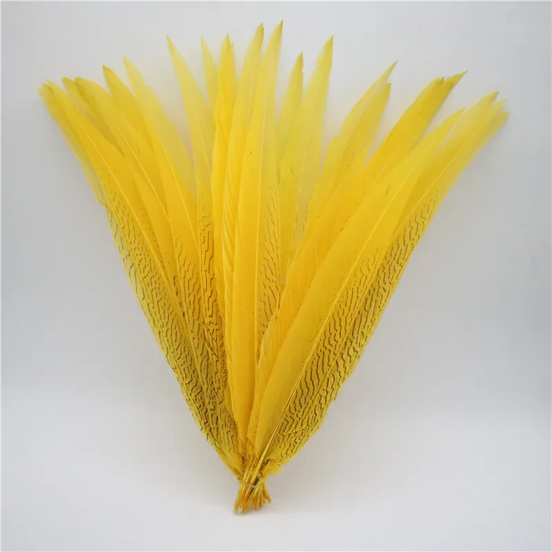 Wholesale 20-22inch/50-55cm Yellow Silver Chicken Pheasant Tail Feathers Accessories Diy Home Party Dancers Plume