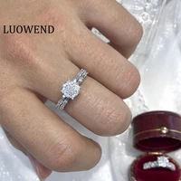luowend 100 real 18k white gold ring trendy ins style natural diamond enagement ring for women
