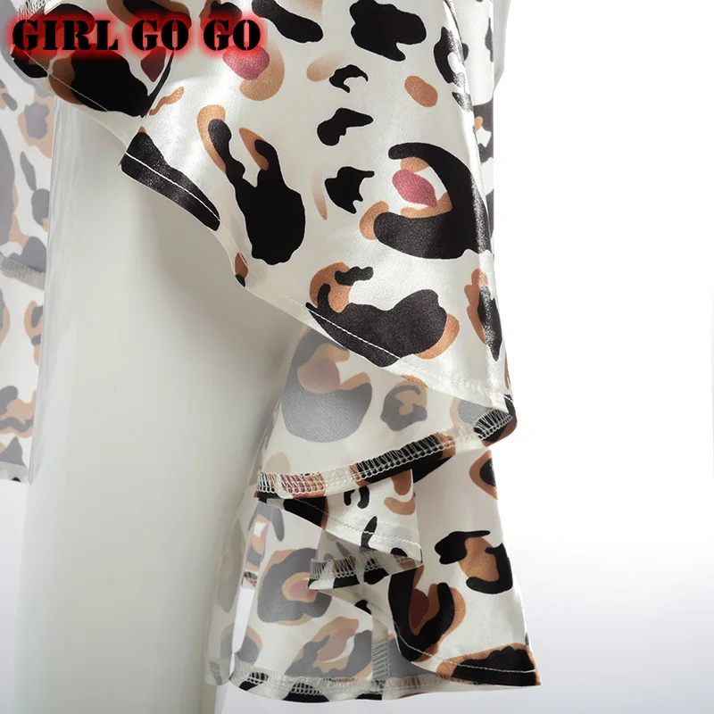 

summer sexy leopard print irregular skirts women split high waist vintage streetwear ruffles ruched bottoms party clubwear