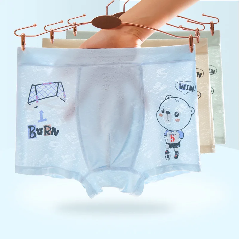 

Children's Summer Underwear Boys Ice Silk Breathable Cartoon Print Medium Modal Four-corner Kids Shorts 5 Pieces 1 Lot PT23