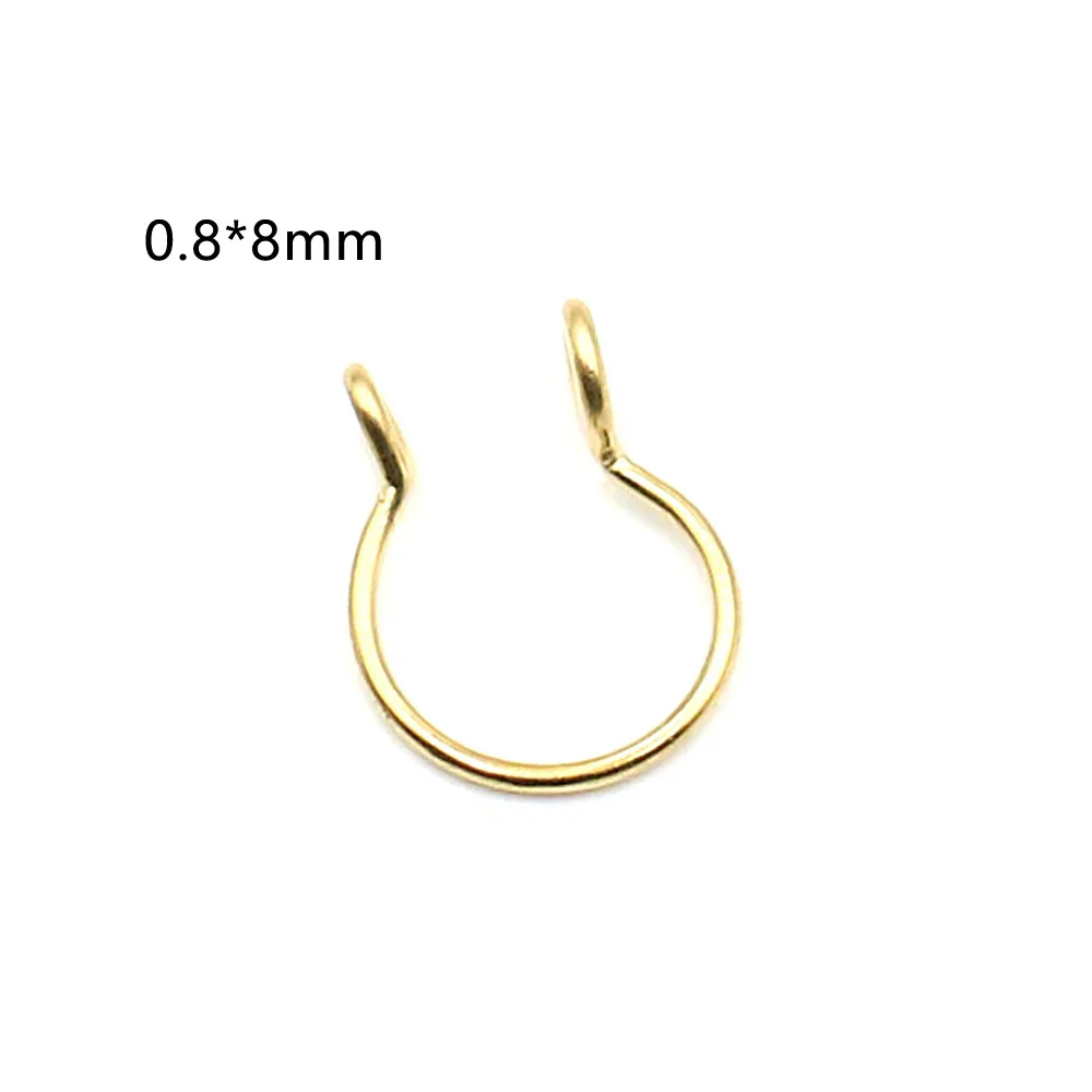Gold 1 шт. сталь 20 г изящный искусственный нос кольца поддельные филигранные кольца обруч Nostril Имитация пирсинга пенсне кольца биофлекс пирсинг ювелирные изделия - Окраска металла: Gold