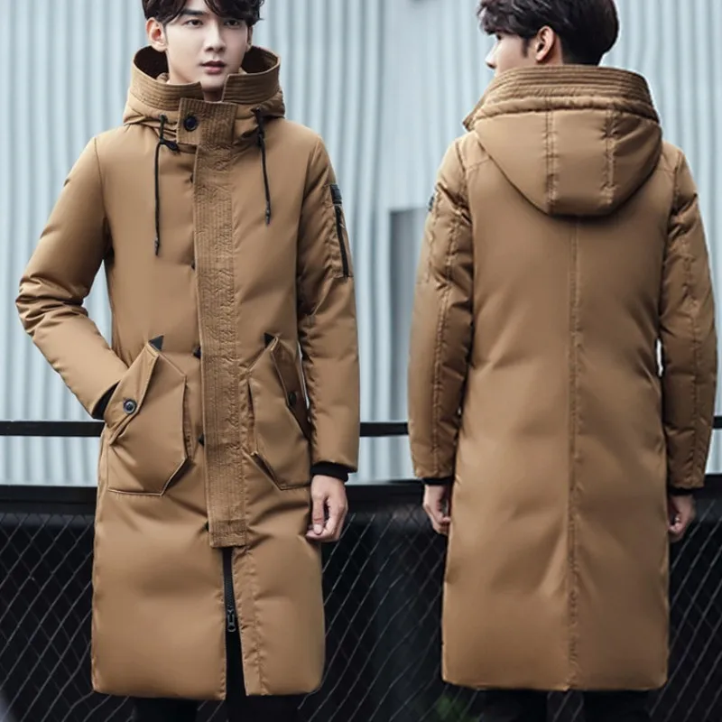 Новинка 2020 зимняя мужская длинная пуховая куртка модная однотонная Толстая