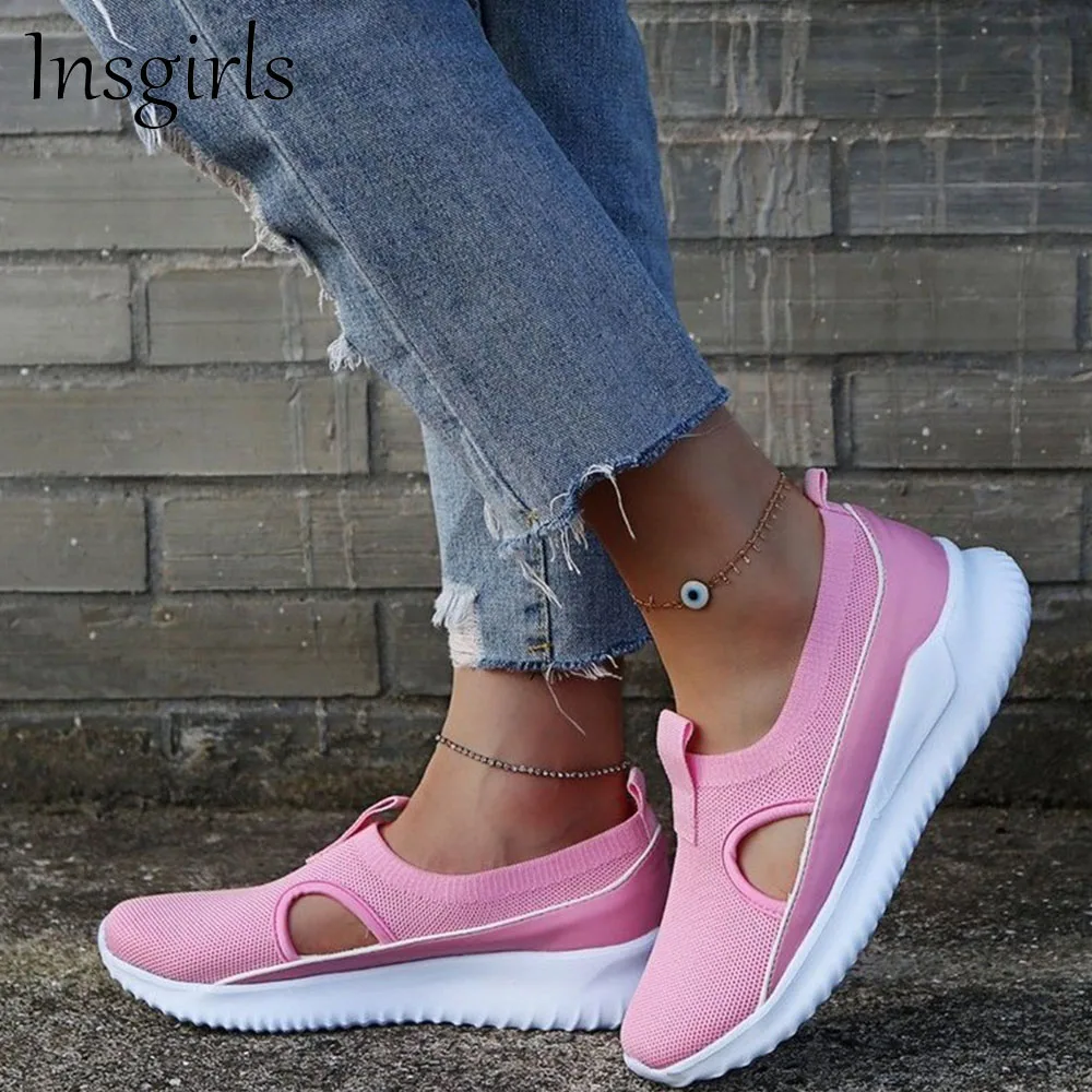 

Women's Running Shoes 2022 Summer Breathable Lightweight Pointed Toe Slip On Casual Shoes 35-43 Large-Sized Flat Sneakers