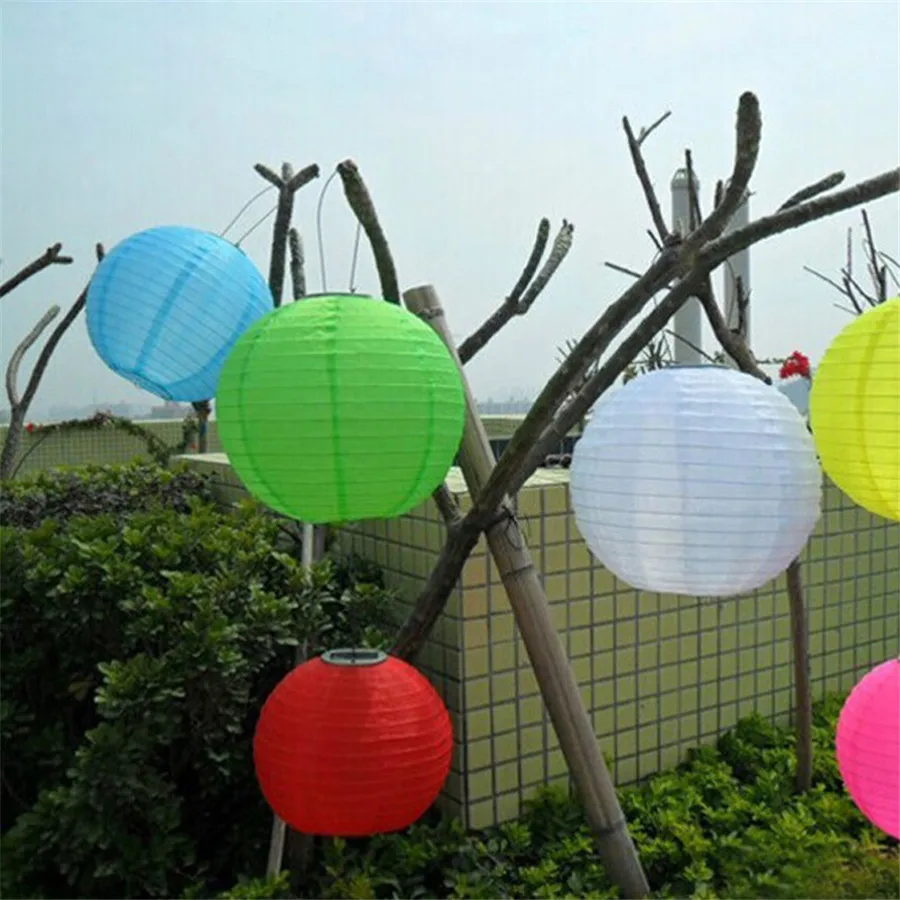 

5PCS Dia 30CM Outdoor Lantern Solar Hanging Light IP55 Waterproof Wedding Party Holiday Hanging Lantern Ball Lamp