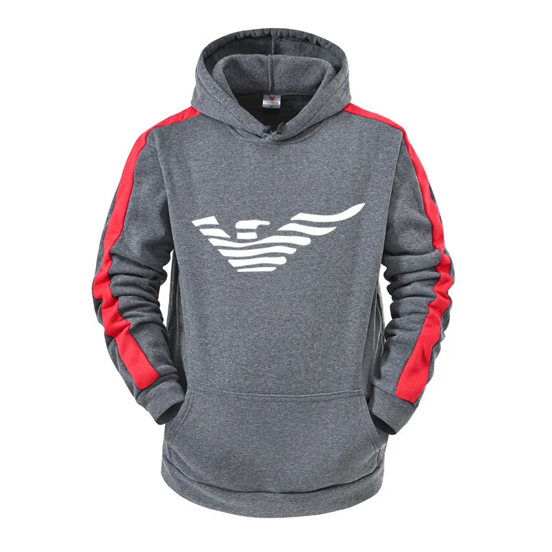 

Spring and autumn men's new eagle logo print Hoodie pullover, large size loose casual splicing outdoor fitness sportswear
