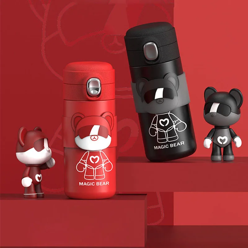 

Симпатичный упругий термос 350 мл, кукла, бутылка для воды, вакуумная фляжка, пара, Студенческая Повседневная чайная чашка в подарок на Новый ...