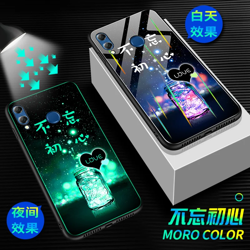 E9 Чехол для телефона для Xiaomi Redmi Note 7, чехол, светящаяся, светящаяся, закаленное стекло, задняя крышка для Xiaomi Redmi Note 7 Pro, чехол, силиконовый - Цвет: E9