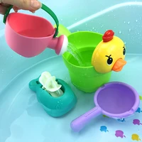 4pcsset baby bath toys rubber lovely duck bear shape waterwheel water spray set for baby shower swimming bath toys kids gift
