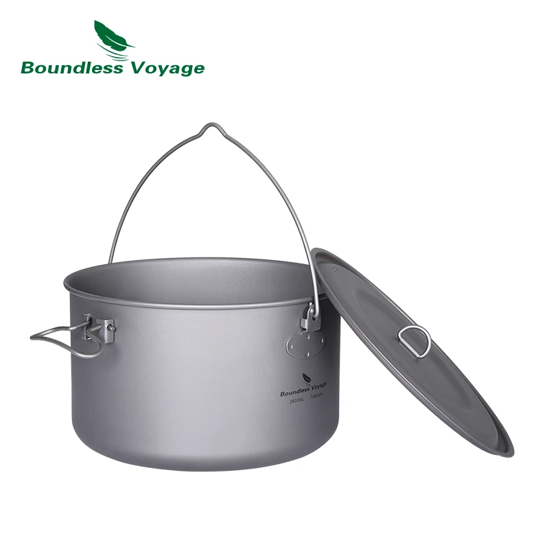 Титановый походный горшок с большой емкостью Boundless Voyage 2900 мл 1950 1300 подвесной