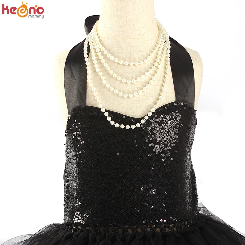 Детское черное платье-пачка с блестками Одри Хепберн для завтрака в Тиффани