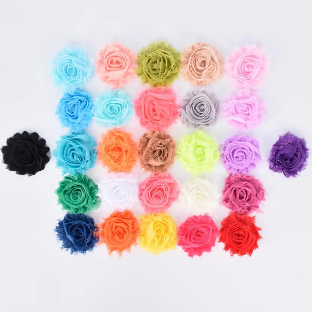 10 шт./лот потертый изнашиваемый шифон цветы DIY Hairband аксессуары без клипов милые