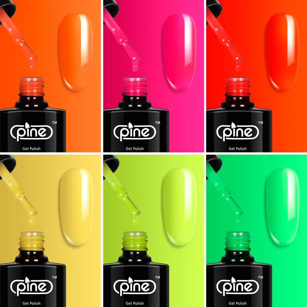 

6-color Gel Pine Nail Polish For Manicure Tools UV Varnish Nail Gel For All Nail DIY Art Painting Fluorescent Color Series