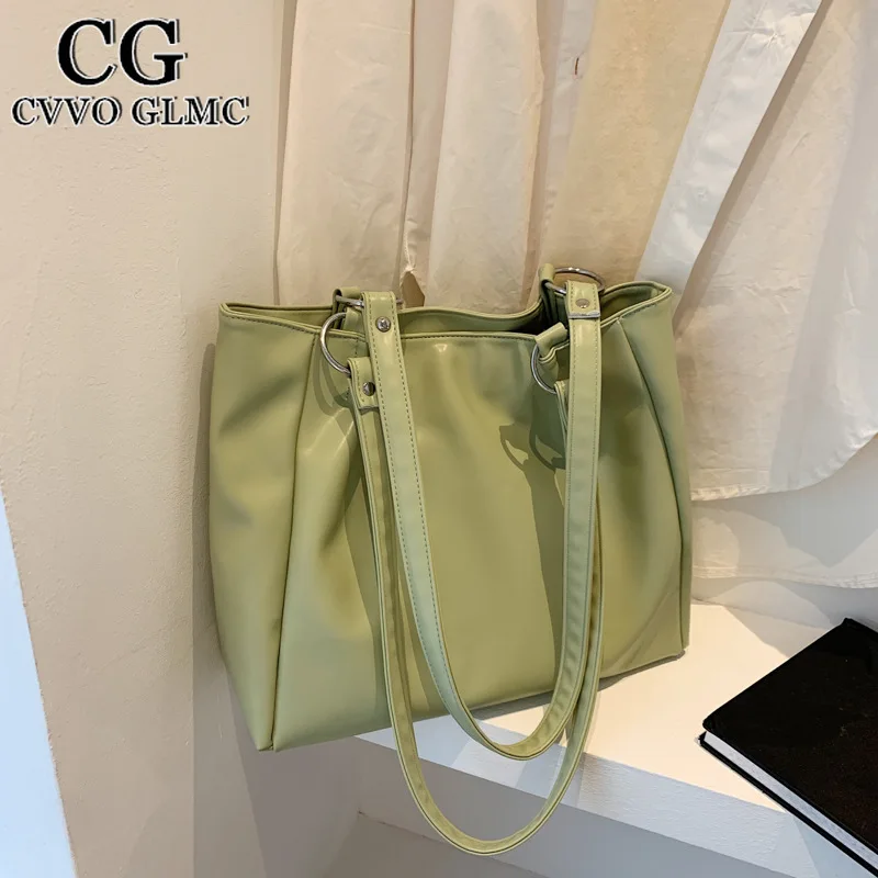 

Cvvo Glmc Commuter Bag 2021 New Fashion Simple Female Bag Summer Solid Color PU Shoulder Handbag Lady Large Capacity Tote Bag