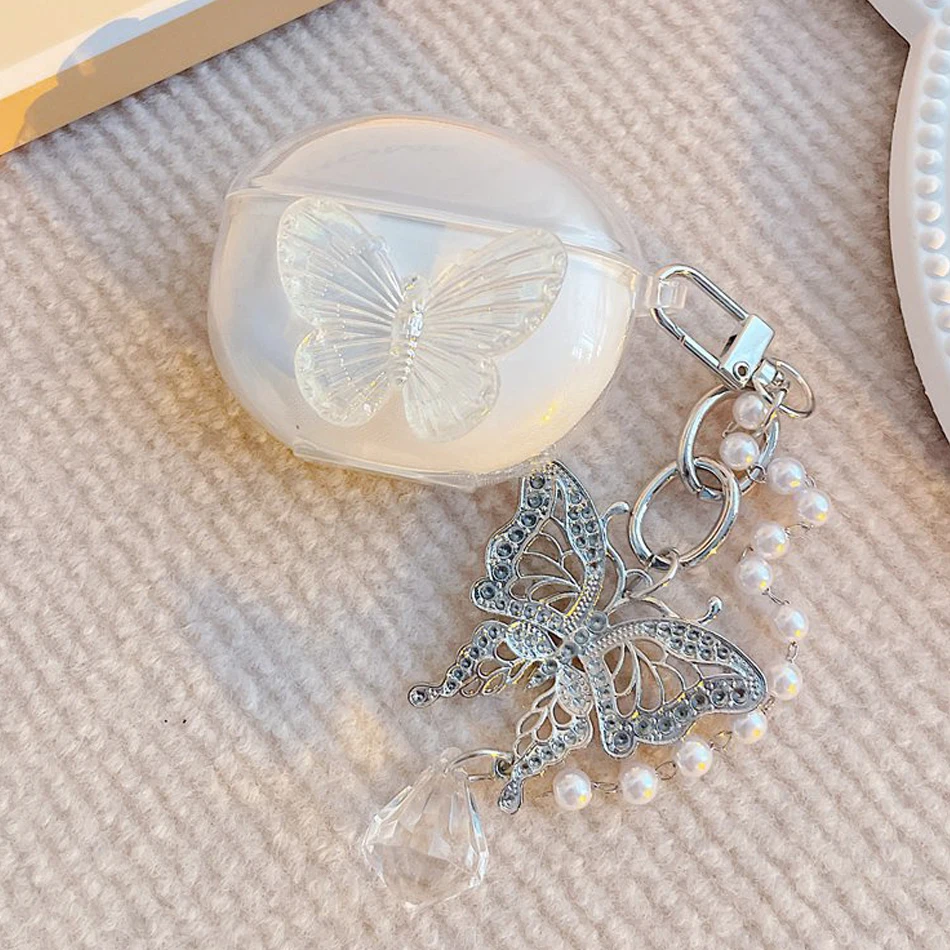 

For OPPO Enco X Case Cute Butterfly Soft Clear Earphone Cover For oppoair Hearphone Case with Keychain for oppoencoair