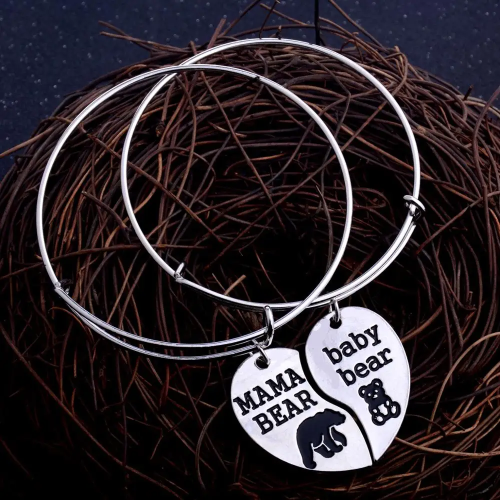 12 шт. разбитое сердце любовь мама медведь ребенок Подвеска Медведь браслеты с