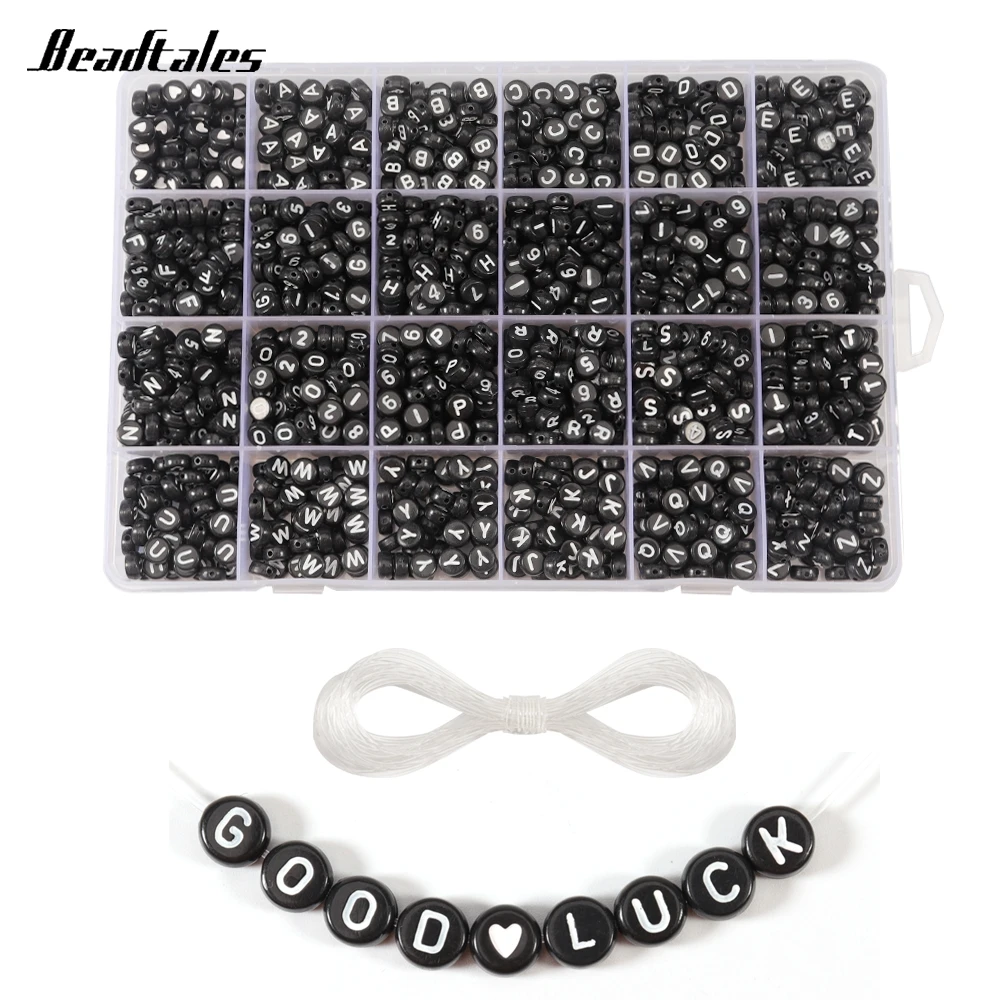 Акриловая коробка для бисера натуральные бусины английские буквы алфавита