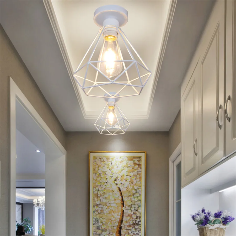 Винтажный подвесной светильник черный белый Железный потолочный Лофт железная