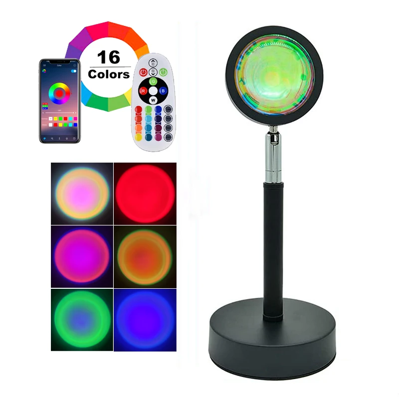 

10W RGB Smart Bluetooth Sunset Lamp Night Light with APP Remote Control Moon Mood for Home Bedroom Decor Tiktok Xmas Gift Usb