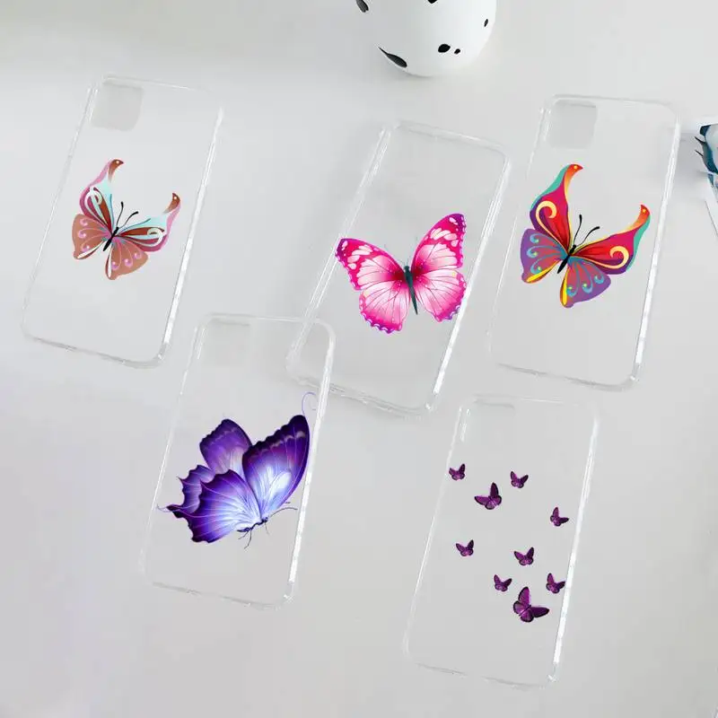 

Beauty Butterfly Phone Case Clear Transparent for iPhone 11 12 13 mini pro XS MAX 8 7 6 6S Plus X 5S SE XR 2020