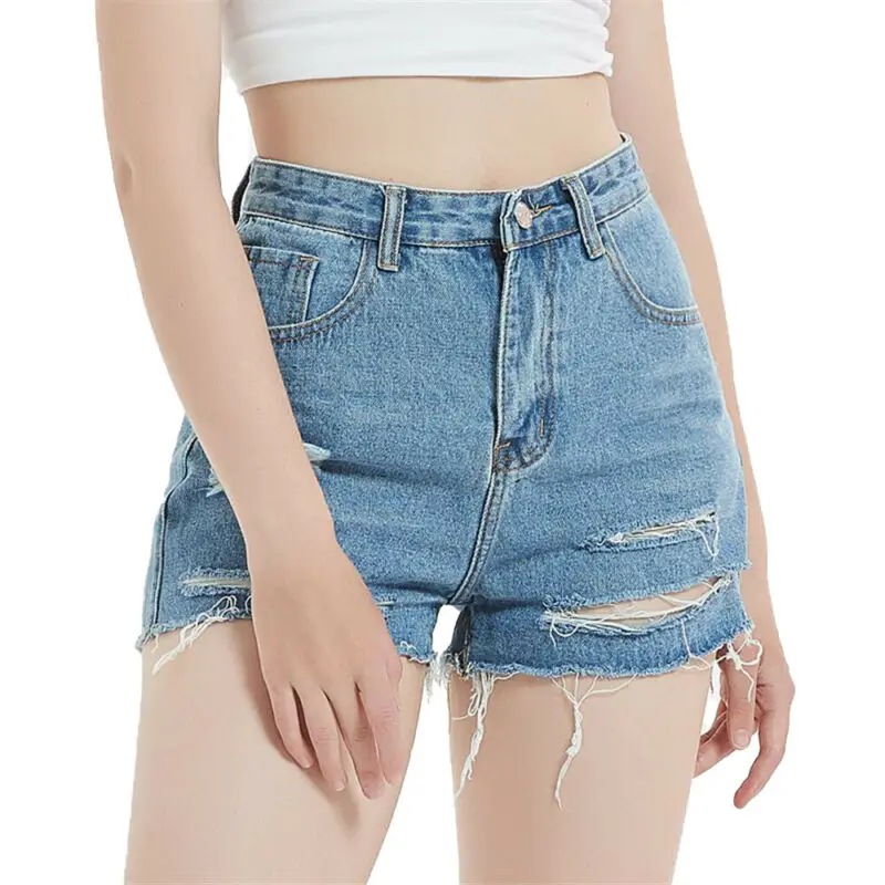 

Шорты женские из денима, облегающие укороченные штаны, повседневные джинсы, праздничные модные базовые рваные брюки с Holr
