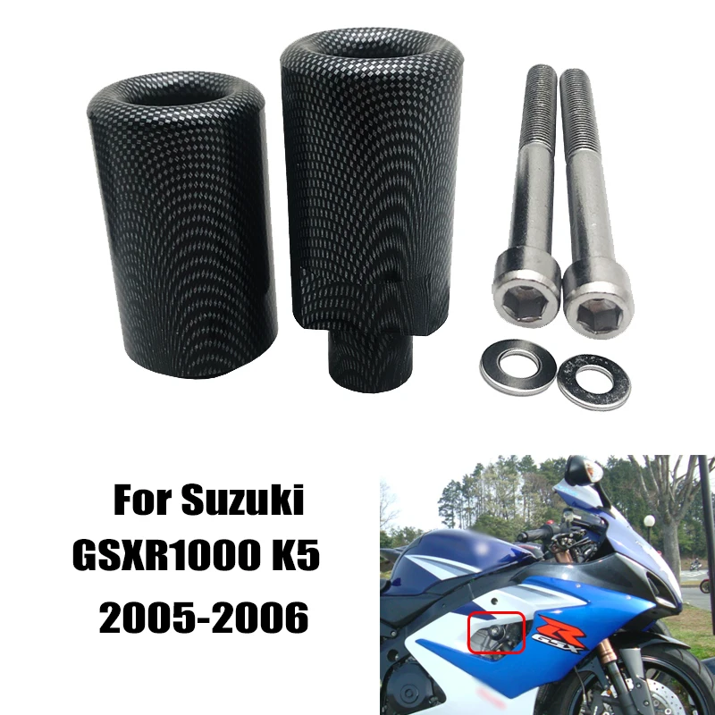

GSXR1000 Black&Carbon No Cut Frame Sliders Crash Falling Protection For Suzuki GSX R1000 K5 GSX-R GSXR 1000 2005-2006 Motorcycle
