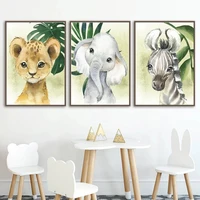 lion giraffe zebra tropical leaf jungle nordic canvas painting wall art decoration posters and print for room decor wall picture