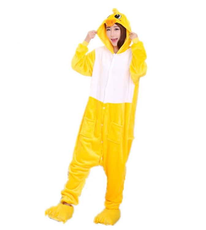 Duck costume Женские и мужские костюмы для костюмированной вечеринки с желтой уткой; комбинезон с героями мультфильмов; Пижама с уткой; комбинезоны; одежда для сна; пижамы для взрослых для костюмированной вечеринки - Цвет: Duck costume