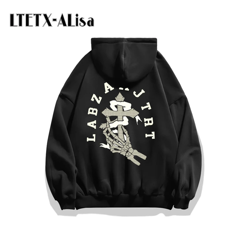 LTETX-ALisa winter new men's sweatshirt skeleton hoodie couple fashion Harajuku pullover manga streetwear