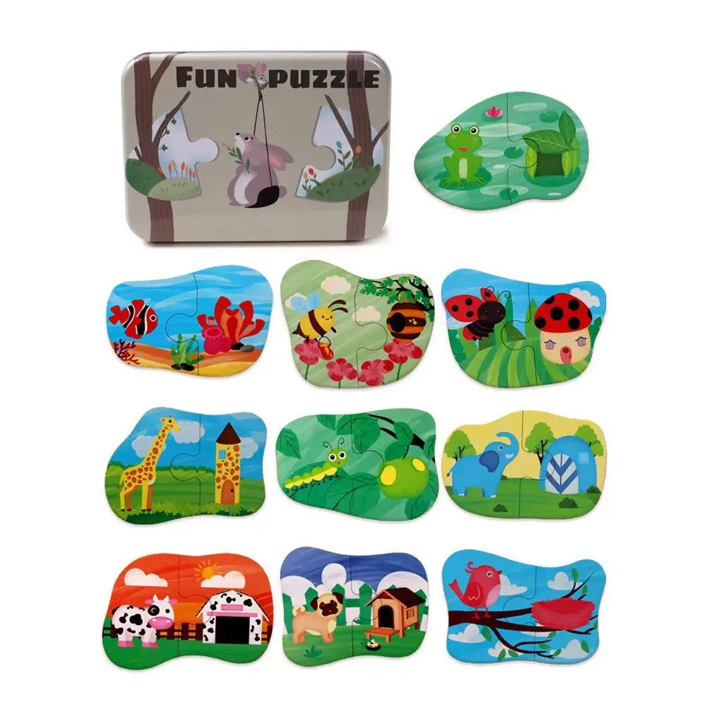 

10Pcs Animal Food Number Wooden Jigsaw Puzzles Children Kids Toddler Early Education Cognition Toys