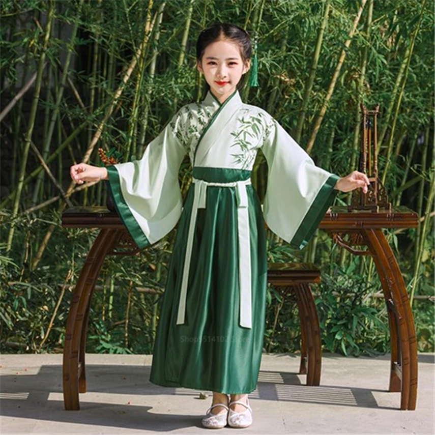 Подростковый 110 160 см Традиционный китайский национальный костюм Hanfu платье для