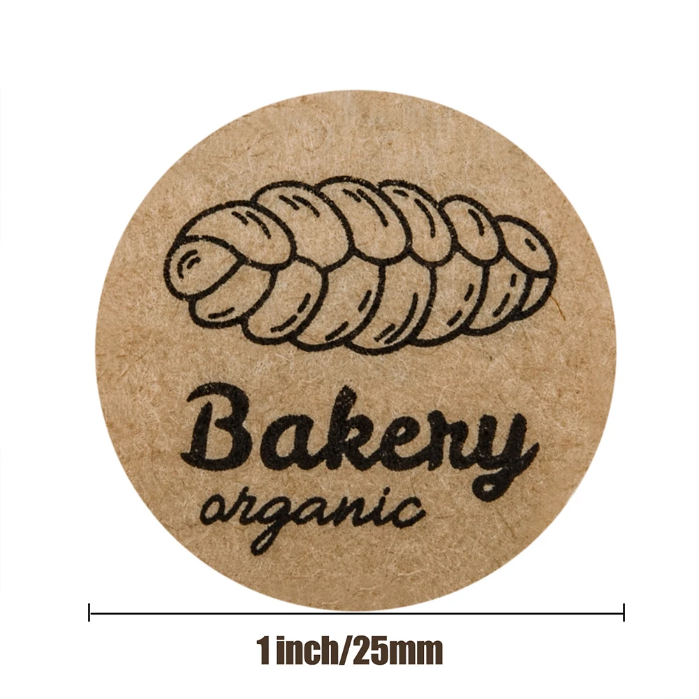 

500PCS Round 1inch Kraft Baked with Love Stickers Handmade Bakery Sticker Labels for Baked Food Bread Decor