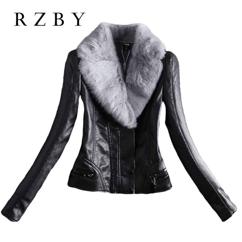 100% Sheepskin Veste En cuir Femme With Rabbit Fur Collar Genuine Leather пальто женское Slim Real Suede Women Jacket  RZBY755