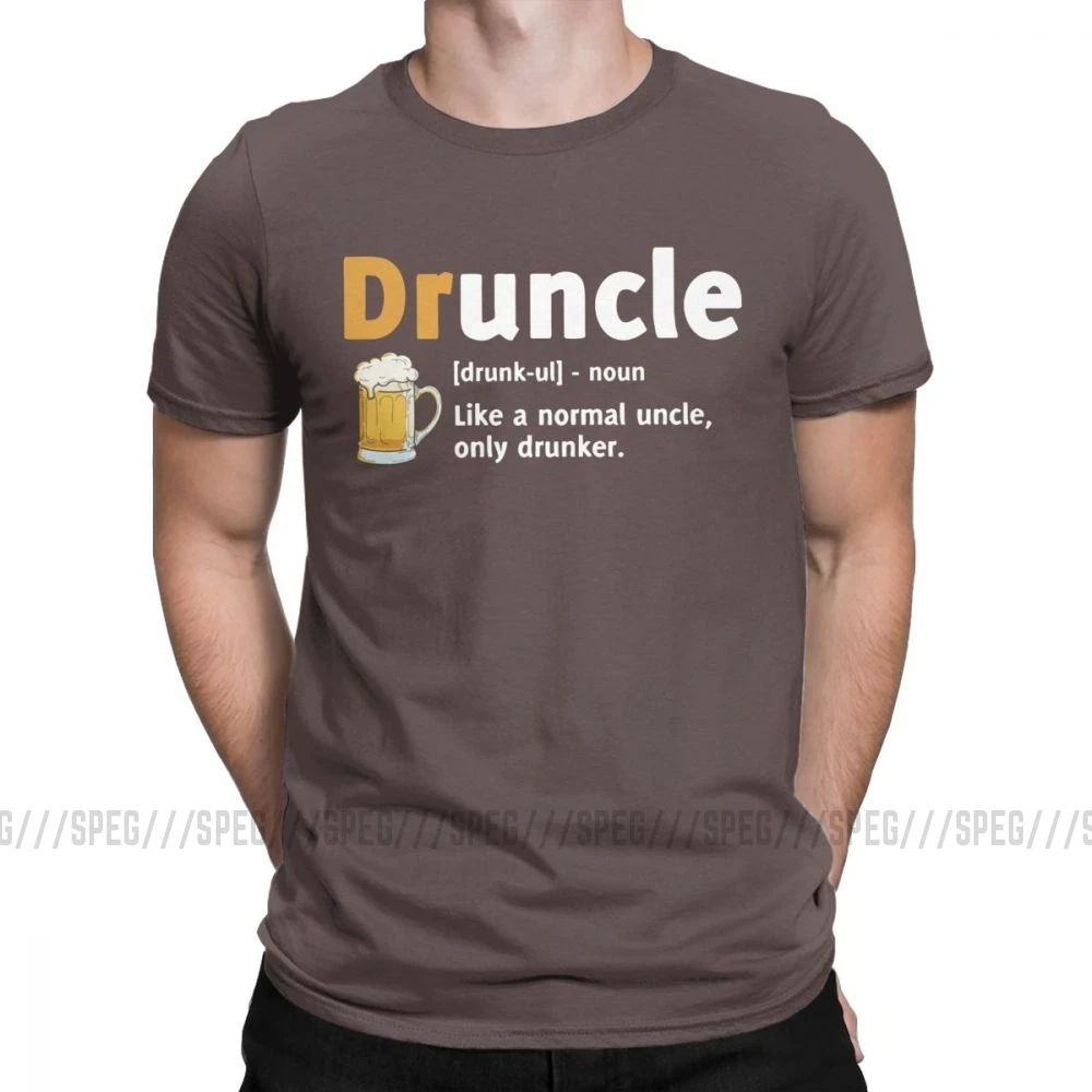 Druncle Drunkle Drunk Beer забавная футболка для мужчин с короткими рукавами, подарок для лучшего дяди, топы размера плюс, футболки, хлопковая футболка - Color: Brown