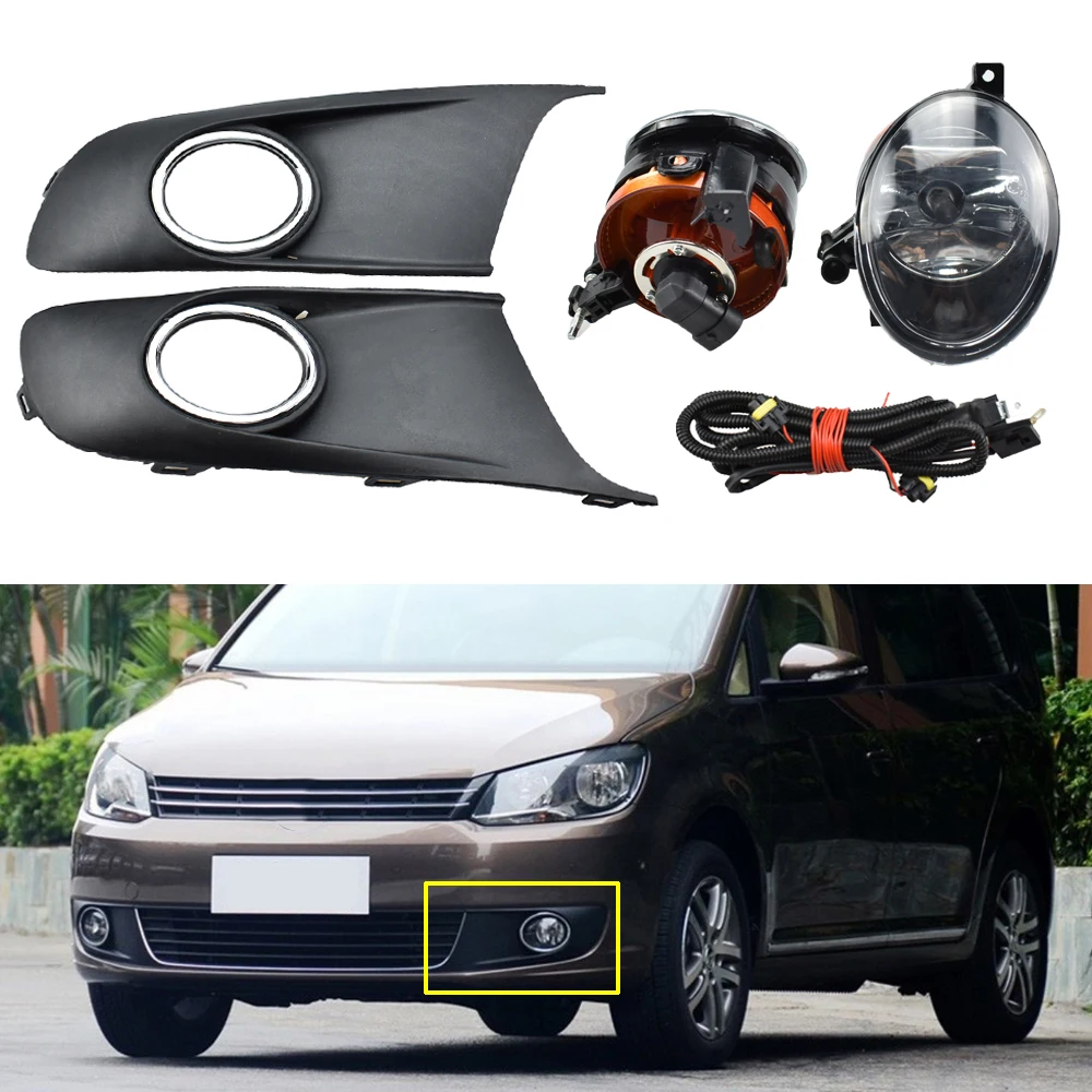 

Передние противотуманные фары 1T0853665 1T0853666, крышки рамы, отделка и комплект проводов для Touran Caddy 2010 2011 2012 2013 2014