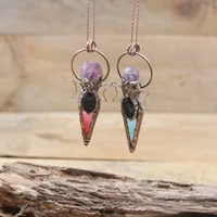 natural arrow shape agates raw irregular amethysts pendent antique copper with obsidian healing vintage necklace jewelryqc3125