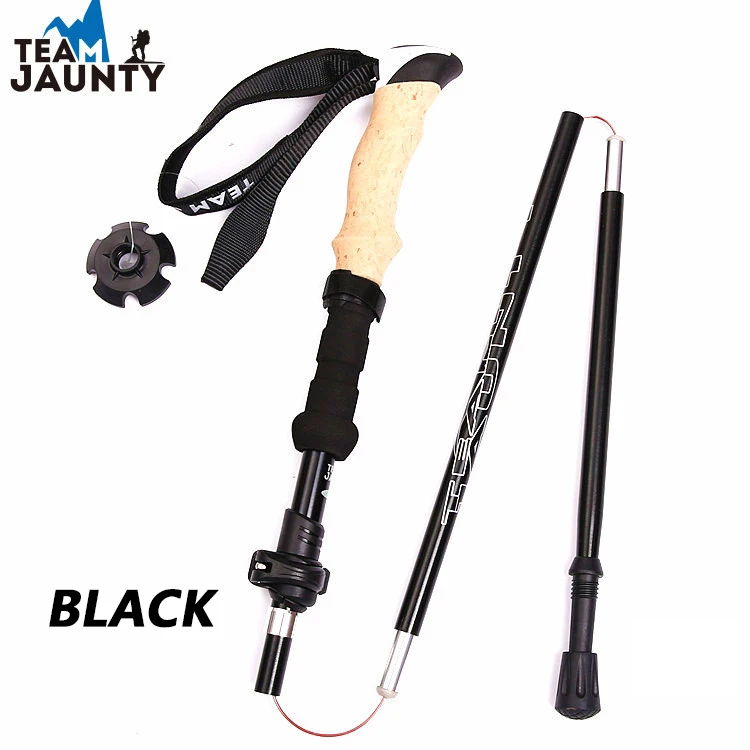 Telescopic Trekking Poles Anti Shock Hiking Stick Walking Cane Walking Sticks Folding Ultra Light Outdoor With EVA Rod Grips Ski - Цвет: Black