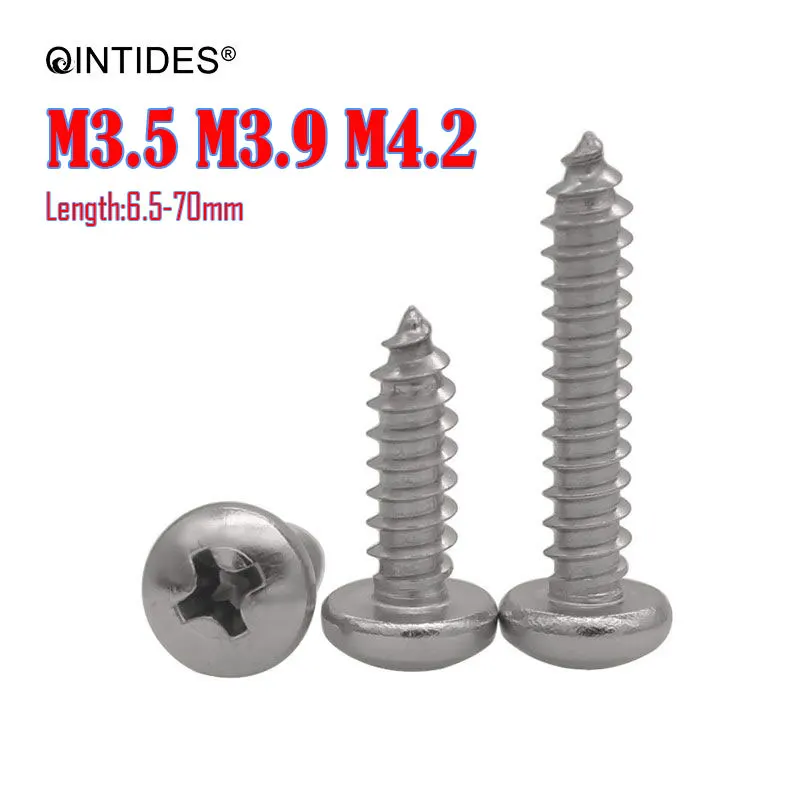 QINTIDES M3.5 M3.9 M4.2 длина 6 5 70 мм крестовые встраиваемые Винты с круглой головкой
