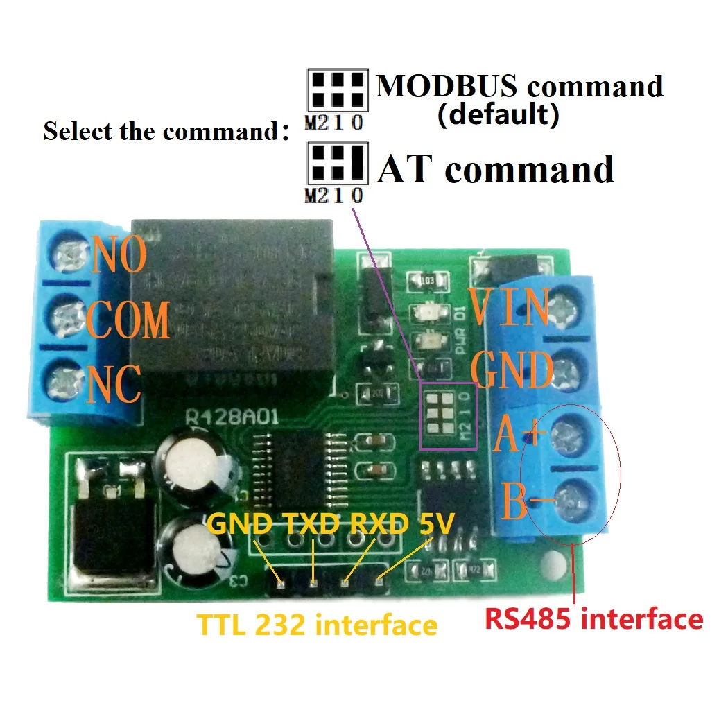 Модуль реле задержки RS485 mini DC 12 В модуль Modbus-Rtu Uart коммутационная плата для камеры