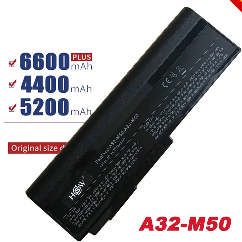 

9cell Laptop Battery for Asus N53 A32 M50 M50s N53S N53SV A32-M50 A32-X64 A33-M50 M51E M60J M70Sr X55Sr X57 X64 G50 G51 G60