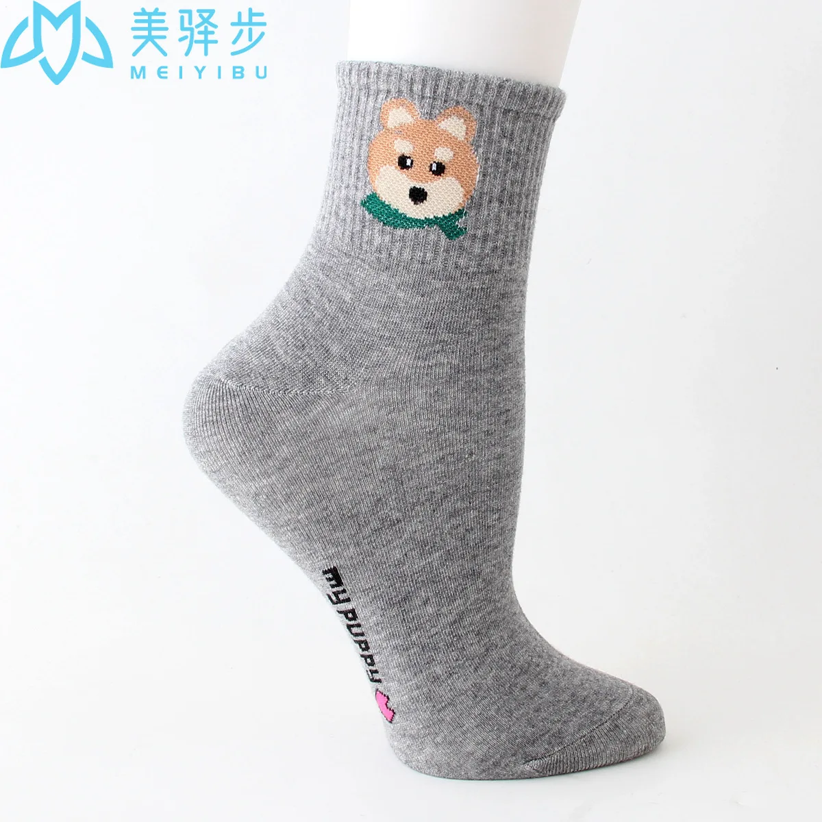 12 Pairs Per Set Spring New Cartoon Dog Women Socks Cute Sweat-absorbent Puppy Female Socks Hot Socks