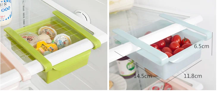 Kitchen Slide Fridge Freezer Organizer Storage Rack Space Saver Shelf Holder Drawer Organizers Box Grain |